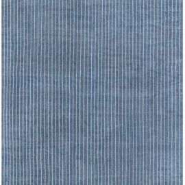 Modern Rug Stripes Blue Hand-Knotted “Azure Thread” N12394