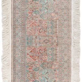 Traditional Floral-Inspired Arch Panel Cream Beige Handmade Silk Runner “Arcade” N12850