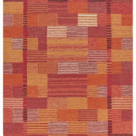 Contemporary Flatweave Geometric Light Beige Handmade Wool Carpet N12395
