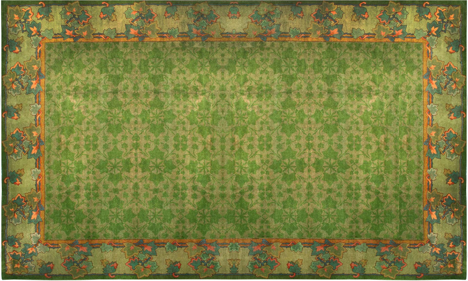 A shamrock-colored Irish Donegal area rug in the Doris Leslie Blau Collection. Circa 1880’s, Ireland. Rug size: 13’4” x 21’5”