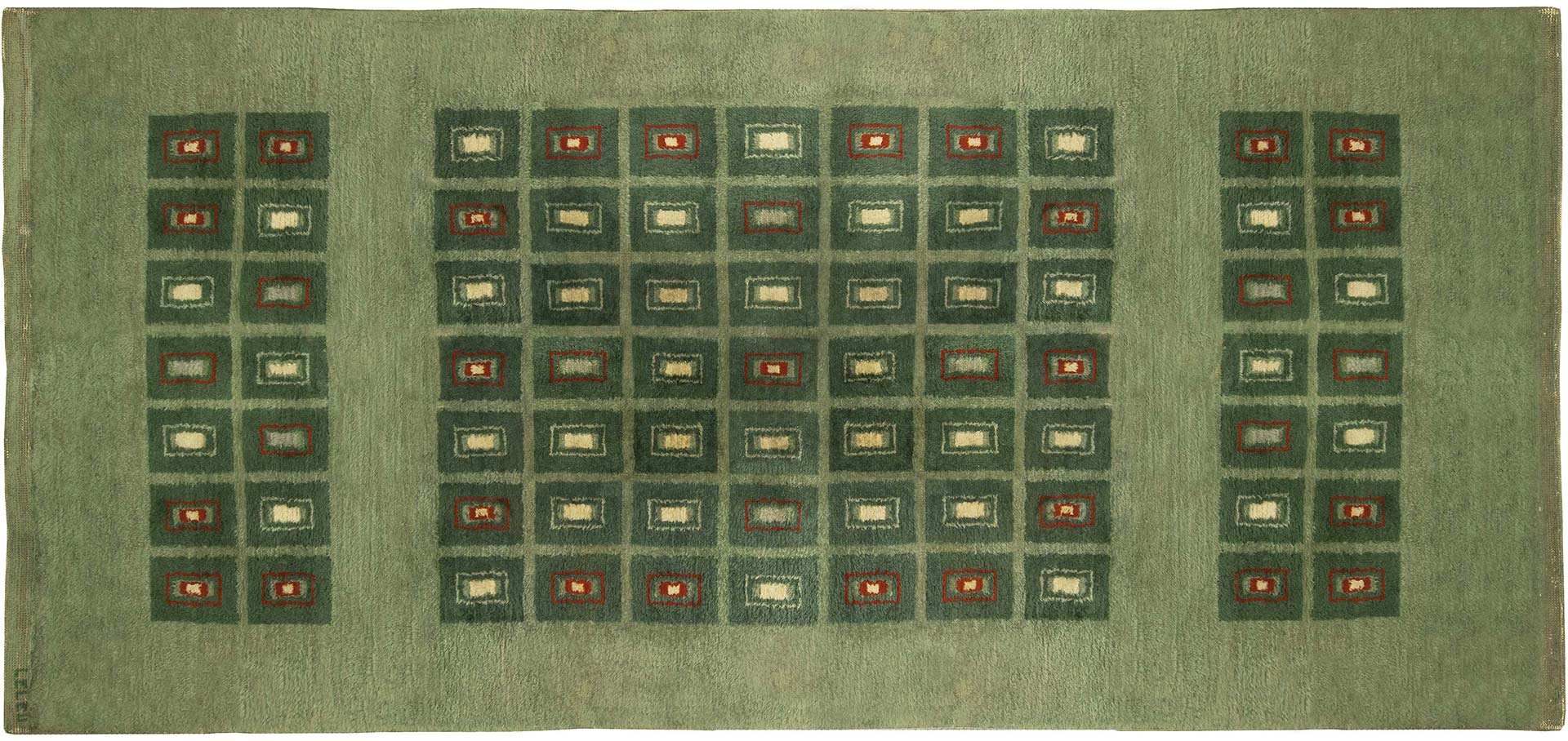 Ein strukturierter geometrischer Teppich, signiert von Paule Leleu, Doris Leslie Blau Collection.