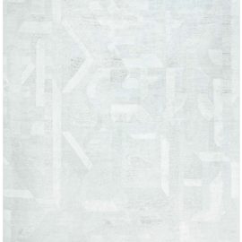 Contemporary Abstract Geometric Light Gray Hand-Knotted Aloe Rug “Eidolon” N12426