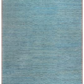 Contemporary Flatweave Geometric Light Blue Hand-Knotted Wool Rug “Thalassa” N12422