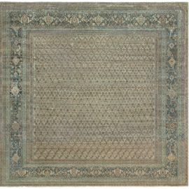 Persian Antique Allover Geometric Dusty Tan Hand-Knotted Wool Rug – Circa 1910 BB7880
