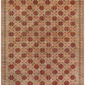 Antique Turkish Allover Geometric Warm Tan Hand-Knotted Wool Rug – Circa 1920 BB7853