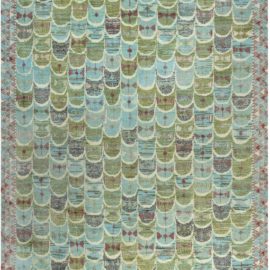 Contemporary Scandinavian Ivory Hand-Knotted Wool Carpet N12411