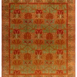 Vintage Irish Arts & Crafts Floral Sage Hand-Knotted Wool Rug By C.F.A. Voysey BB7849