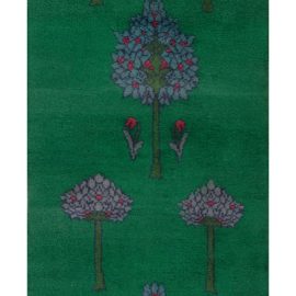 Vintage Irish Arts & Crafts Floral Slate Gray Hand-Knotted Wool Runner By C.F.A. Voysey (Fragment) BB7843
