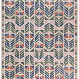 Flatweave Contemporary Chevron Light Gray Wool Carpet “Traverse” N12402