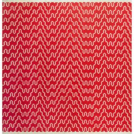 Vintage Geometric Ivory And Crimson Hand-Knotted Wool Rug Double Sided BB7877