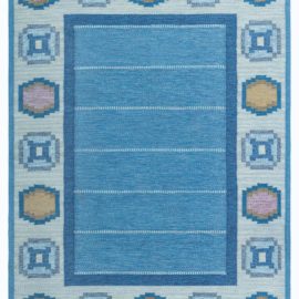 Vintage Swedish Geometric Light Gray Flatweave Wool Rug Torvalla – By Ingegerd Silow BB7858