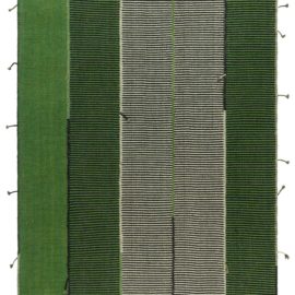 Vintage Moroccan Striped Ivory Hand-Knotted Wool Rug BB7848