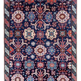 Karabakh Caucasian Antique Allover Geometric Ivory Hand-Knotted Wool Carpet – Circa 1900 Paisley Design BB7908