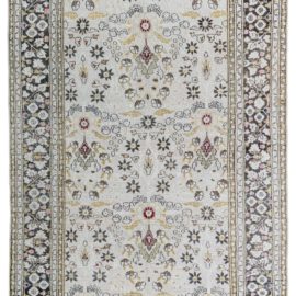 Antique Khorassan Persian Allover Floral Ivory Beige Hand-Knotted Wool Rug – Circa 1930 BB7906