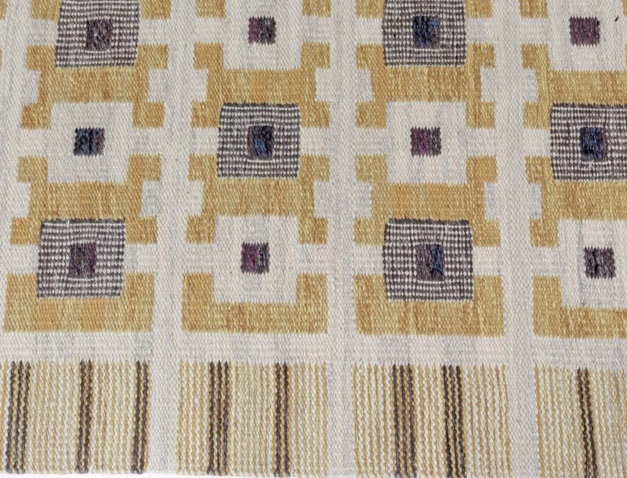 Vintage Swedish Flat Woven Rug by Berit Koening (Tjuven-i-Bagdad,gul) BB7888