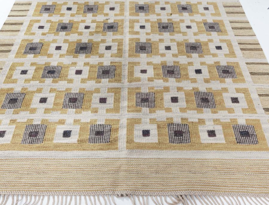 Vintage Swedish Flat Woven Rug by Berit Koening (Tjuven-i-Bagdad,gul) BB7888