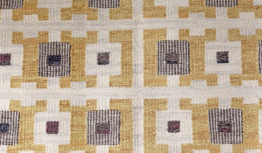 Vintage Swedish Flat Woven Rug by Berit Koening (Tjuven-i-Bagdad,gul) BB7888