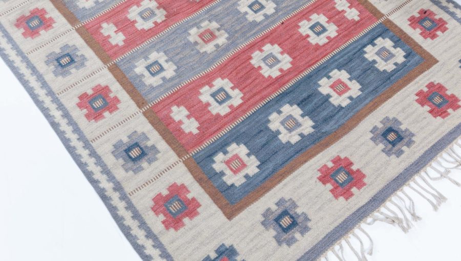 Vintage Swedish Flat Woven Rug by Anna Greta Sjokvist BB7893