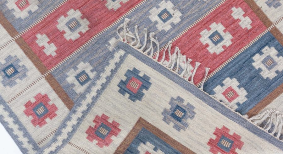 Vintage Swedish Flat Woven Rug by Anna Greta Sjokvist BB7893