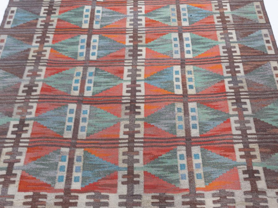 Swedish Flat Woven Rug by Gavleborgs Lans Hemslojo BB7894