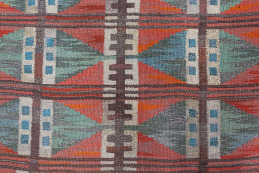 Swedish Flat Woven Rug by Gavleborgs Lans Hemslojo BB7894