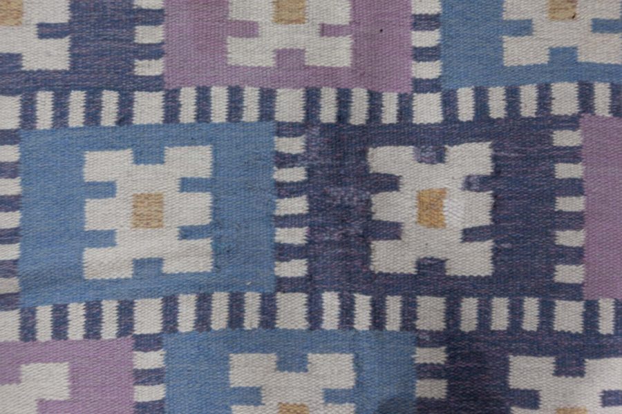 Vintage Swedish Flat Woven Rug by Sigvard Bernadotte (vitsippa) BB7898