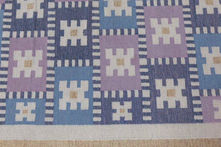 Vintage Swedish Flat Woven Rug by Sigvard Bernadotte (vitsippa) BB7898