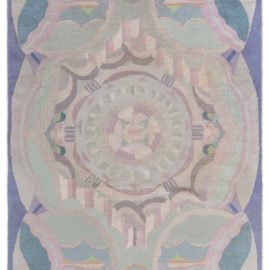 Vintage French Art Deco Floral Lavender Hand-Knotted Wool Rug BB7904