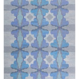 Mid-Century Scandinavian Geometric Slate Gray Flatweave Wool Rug – By Judith Johansson BB7895