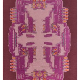 Vintage Art Nouveau Abstract Maroon Hand-Knotted Wool Rug – Dutch By Jaap Gidding BB7903