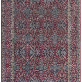 Antique Kirman Persian Floral Allover Ivory Hand-Knotted Wool Carpet – Circa 1930 BB7911