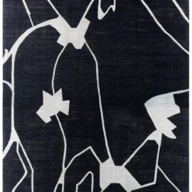 Abstract Modern Oversized Charcoal Handmade Wool Rug “Noctivine” N12439