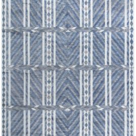 Modern Geometric Chevron Ivory Handmade Wool Rug “Slatefold” N12442
