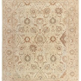 Antique Tabriz Persian Floral Allover Light Beige Hand-Knotted Wool Rug – Circa 1930 BB7992