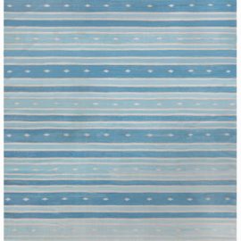 Mid-Century Indian Dhurrie Striped Soft White Flatweave Cotton Rug BB7973