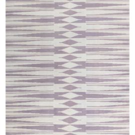 Mid-Century Indian Dhurrie Geometric Lavender With Light Gray Flatweave Cotton Carpet BB7977