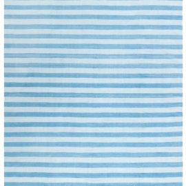 Vintage Indian Dhurrie Striped Light Blue Flatweave Cotton Rug BB7953