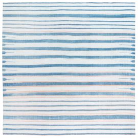Indian Dhurrie Vintage Striped Soft White Flatweave Cotton Rug BB7947
