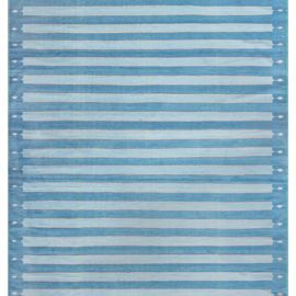 Mid-Century Indian Dhurrie Striped White Flatweave Cotton Rug BB7971