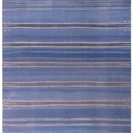Indian Dhurrie Vintage Striped Lavender Flatweave Cotton Rug BB7929