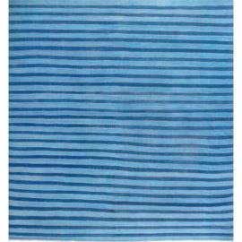 Vintage Indian Dhurrie Striped White Flatweave Cotton Rug BB7932