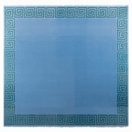 Mid-Century Indian Dhurrie Geometric Light Blue Flatweave Cotton Rug Greek Key BB7940
