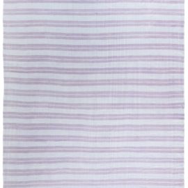 Mid-Century Indian Dhurrie Striped Lavender With Lilac Flatweave Cotton Carpet BB7946