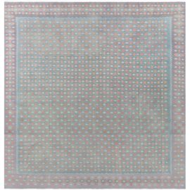 Vintage Indian Dhurrie Geometric Light Gray Flatweave Cotton Rug BB7916