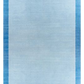 Indian Dhurrie Mid-Century Abstract Oversized Light Blue Flatweave Cotton Rug BB7917