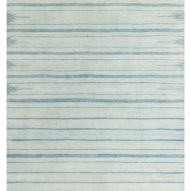Vintage Indian Dhurrie – Striped Light Blue Flatweave Cotton Carpet BB7980
