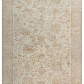 Antique Allover Soft Beige Hand-Knotted Wool Carpet Egyptian BB7994