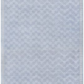 “Ionia” Contemporary Geometric Greek-Key Meandering Light Gray Handmade Wool & Silk Carpet N12463