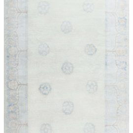 “Cloudflower” Contemporary Arts & Crafts Floral Light Beige Hand-Knotted Wool Rug N12462