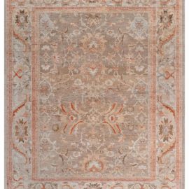 Warm Tan Handmade Wool Sultanabad Floral-Design Rug “Coralline” N12467